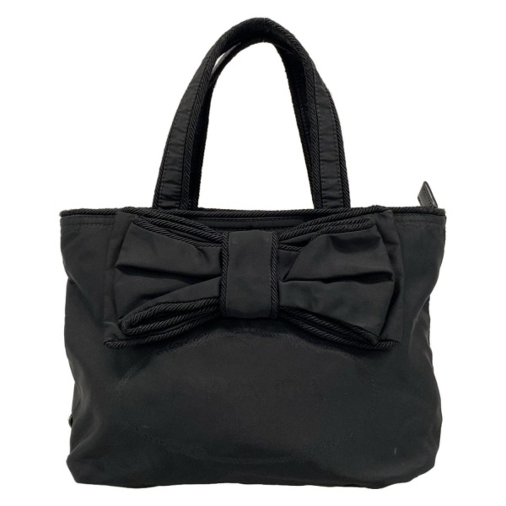 Prada handbag jacquard black ribbon bag